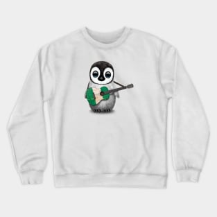 Baby Penguin Playing Nigerian Flag Guitar Crewneck Sweatshirt